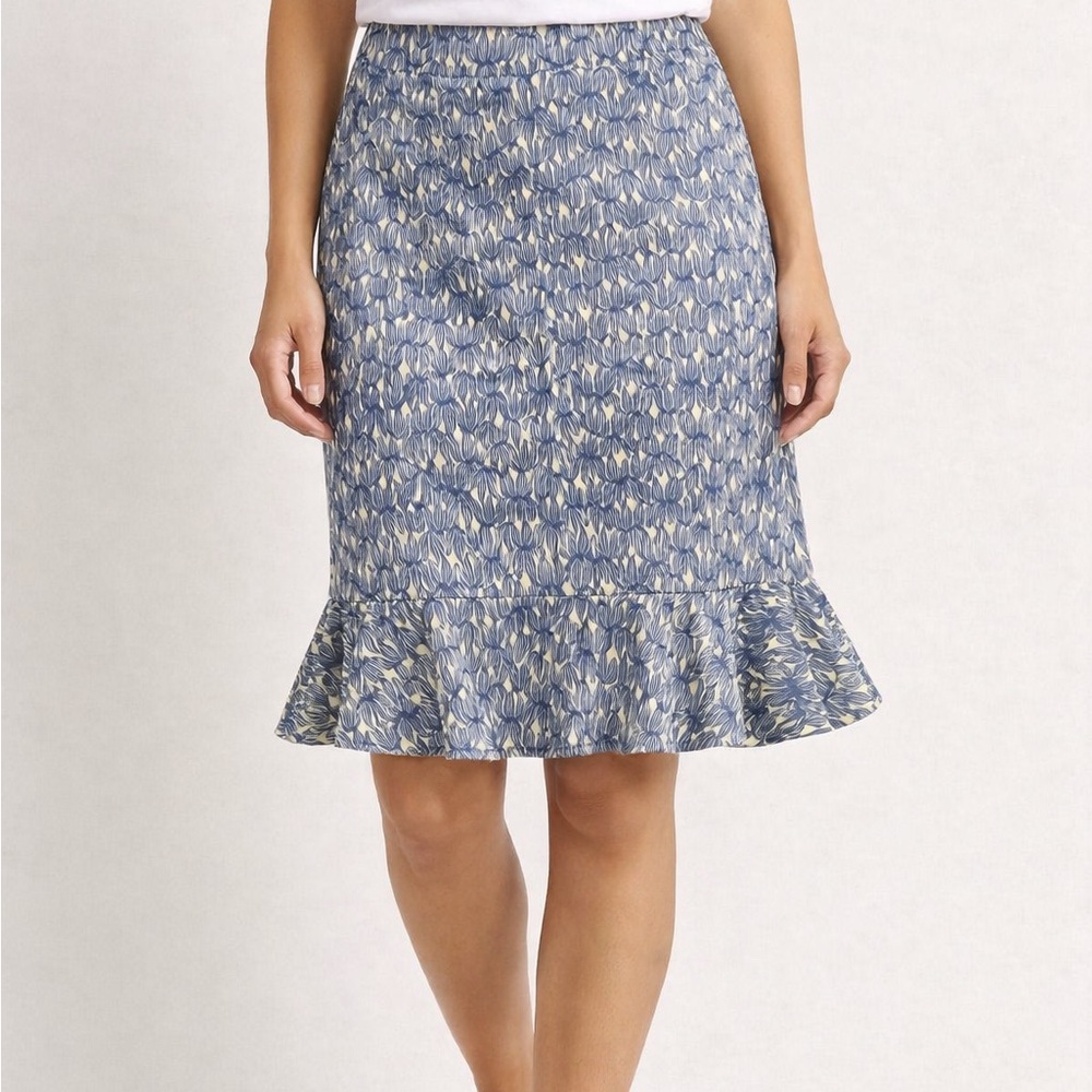 Sigrid Olsen Terra Blue Floral Ruffle‎ Hem Skirt Women’s 1X NWT